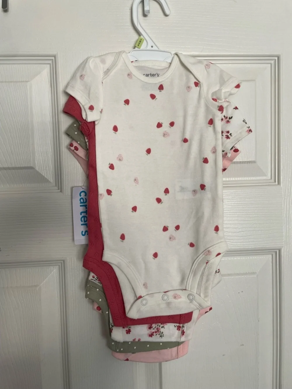 NWT Carter's Pink Berries, Floral, Dot, Heart Print Baby One-Piece - 3M (5-Pack)